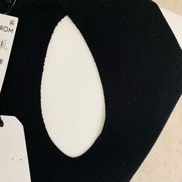 NWT LEITH Black Dress Knit Midi Scoop Neck Side Slit Jersey - Picture 6 of 8